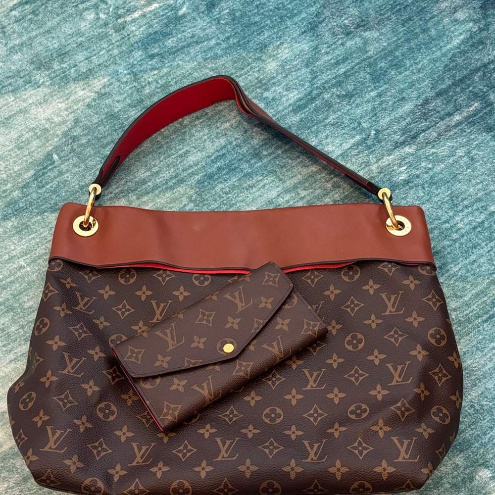 Louis Vuitton Bundle! Red and Brown Monogram Shoulder Bag and Matching Wallet!